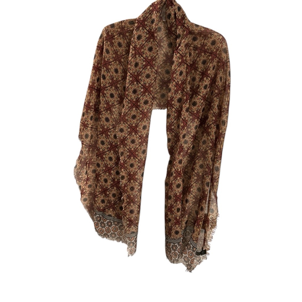 Cejan scarf in maroon, cream and black